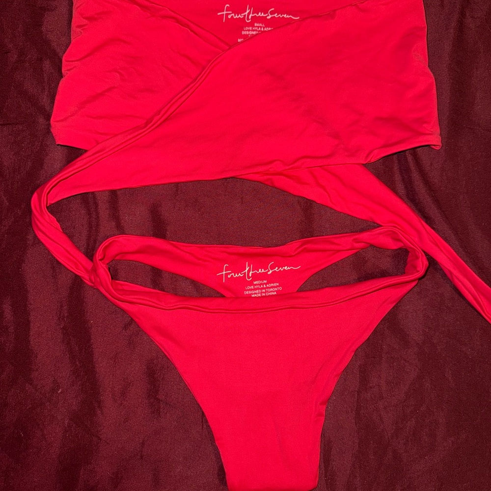 437 Swim Red Leo Bikini top and bottom